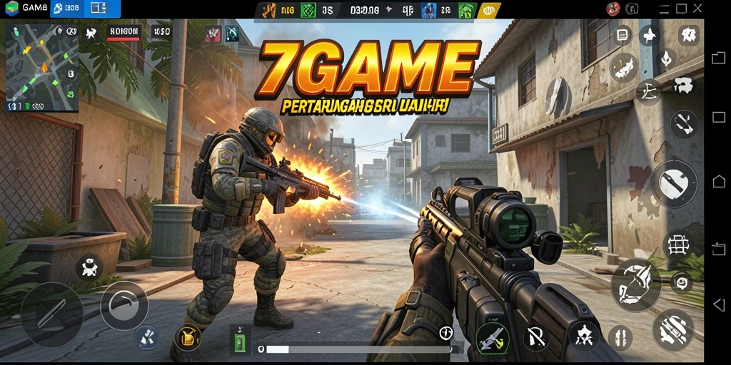 Gameplay seru dalam 7GAME dengan aksi tembak-tembakan.