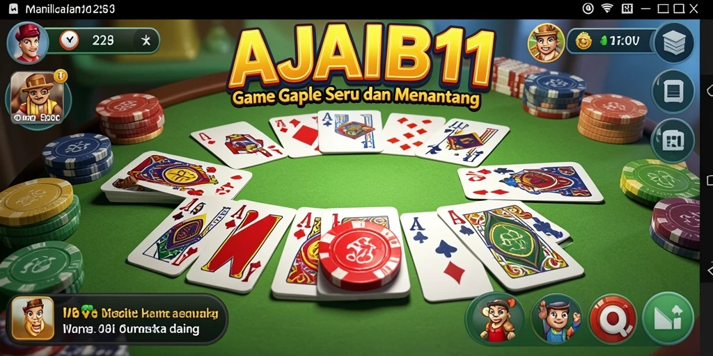 Gameplay AJAIB11 yang menampilkan keseruan bermain Gaple.