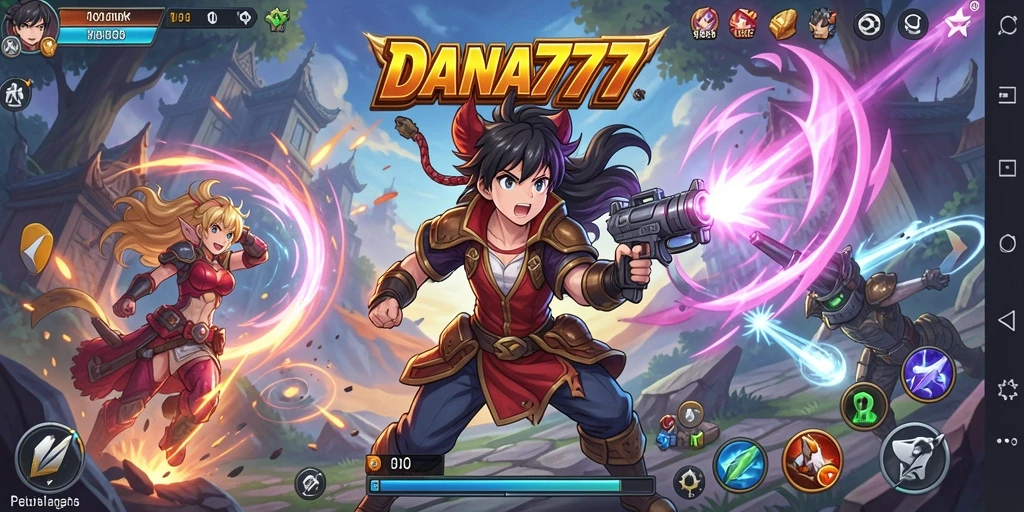 Tampilan gameplay epik DANA777 dengan karakter Anime yang dinamis.