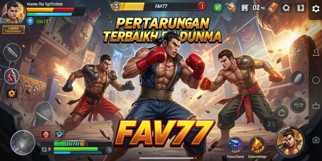 Screenshot FAV77 menampilkan aksi seru pertarungan antar karakter.
