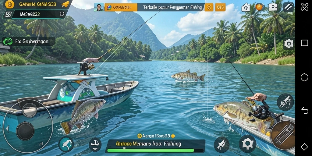 Tampilan gameplay GANAS33 dengan aksi memancing seru