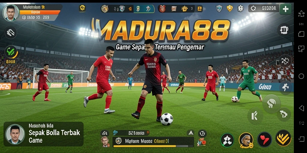 Tangkapan layar MADURA88 yang menampilkan aksi seru di lapangan sepak bola.