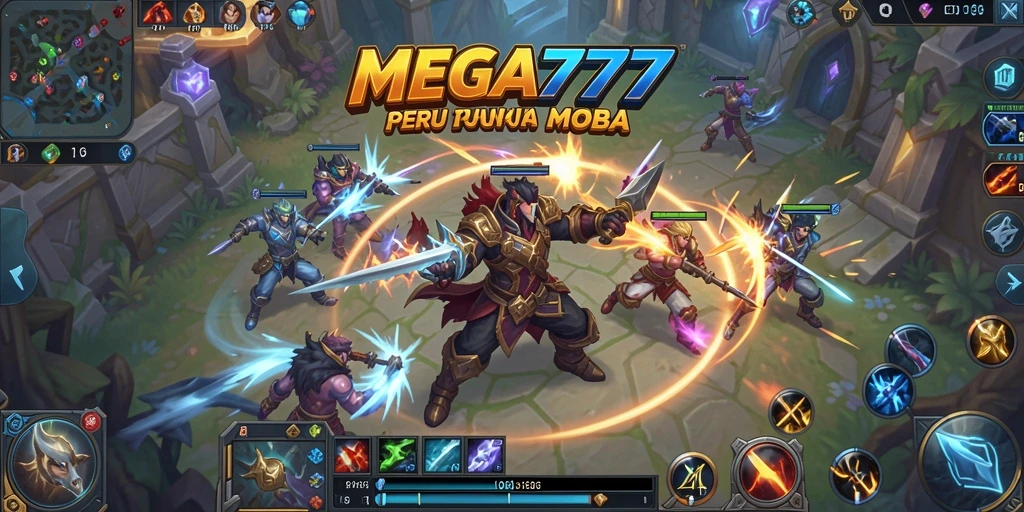 Gameplay seru dan strategis di MEGA777 menunjukkan pertarungan antar hero.