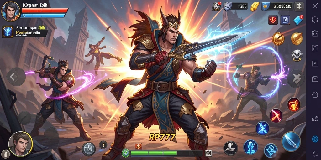 Screenshot menunjukkan pertarungan seru dalam game Fighting RP777.