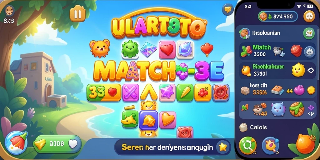 Tampilan gameplay ULARTOTO yang seru dalam permainan Match-3.